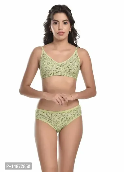 Buy Lenzey Women Cotton Floral Print Full Coverage Non Padded Bra and Panty  Set