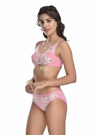 Lenzey Women Cotton Floral Print Full Coverage Non Padded Bra and Panty Set |Lingerie Set for Daily Use-thumb1