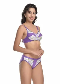 Lenzey Women Cotton Floral Print Full Coverage Non Padded Bra and Panty Set |Lingerie Set for Daily Use-thumb3