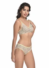 Lenzey Women Cotton Floral Print Full Coverage Non Padded Bra and Panty Set | Lingerie Set for Daily Use-thumb3