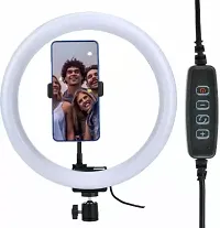 10 inch Big LED Selfie Ring Light with Tripod Stand 7 Feet | 3 light mode Ring Flash  (White, Black)-thumb1