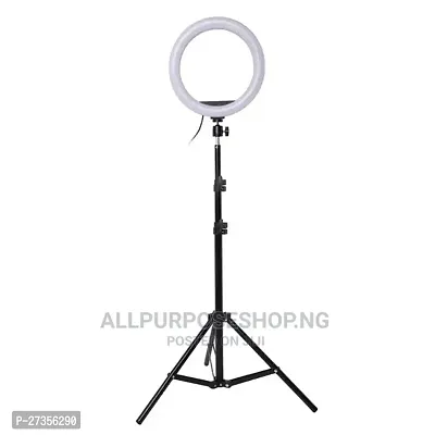 10 inch Big LED Selfie Ring Light with Tripod Stand 7 Feet | 3 light mode Ring Flash  (White, Black)-thumb3