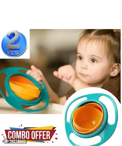 Baby Food Bowl - 360 Degree Rotation Spill Proof - Bpa Free, Multicolor -2 Pcs-thumb0