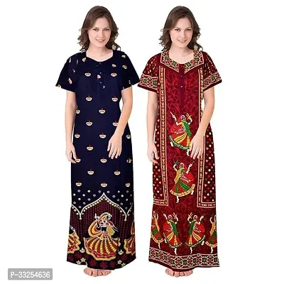 Stylish Cotton Printed Nighty For Women Pack Of 2-thumb0