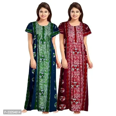 Stylish Cotton Printed Nighty For Women Pack Of 2-thumb0