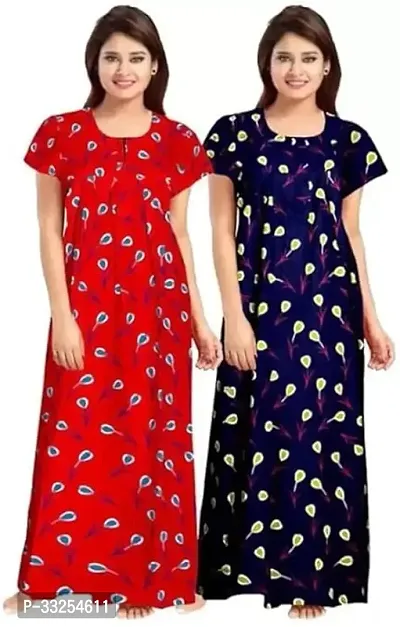 Stylish Cotton Printed Nighty For Women Pack Of 2-thumb0