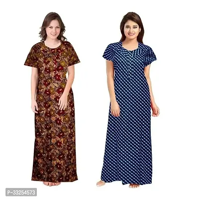 Stylish Cotton Printed Nighty For Women Pack Of 2-thumb0