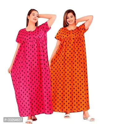 Stylish Cotton Printed Nighty For Women Pack Of 2-thumb0