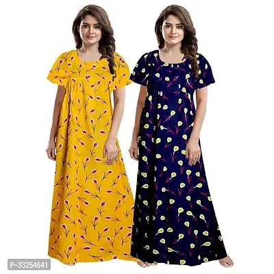 Stylish Cotton Printed Nighty For Women Pack Of 2-thumb0