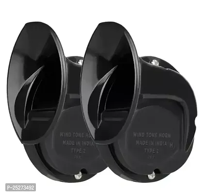 Horn0001 Windtone Universal Horn For All Bikes Scooter Black - Set Of 2