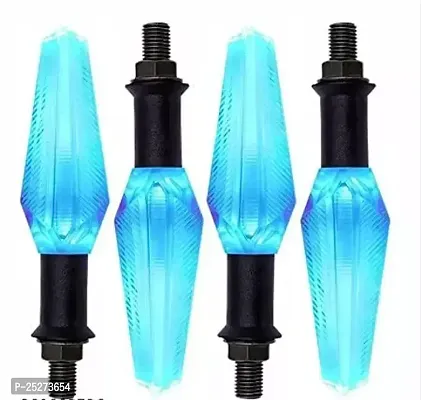 Alpha Beast 4 Pcs Double Side Turn Signal Side Indicator Blue And Orange Universal For All Bikes, Led