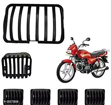 B Rider Plastic Grill Set Of Headlight, Indicator And Taillight For Hero Splendor Splendor Plus Black, Set Of 6-thumb0