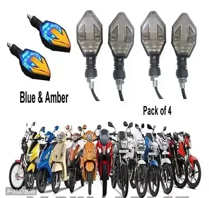 Alpha Beast Arrow Shaped Side Indicator Led Light Drl Light 4Pcs Side Indicator Light Universal For All Bikes Blue And Orange