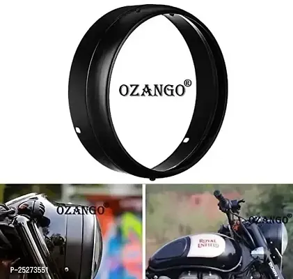Ozango Hgx3 Bike Heavy Duty Metal Headlight Ring Cover Inner And Outer Ring For Head Light Grill Compatible For Royal Enfield Classic 500-thumb0