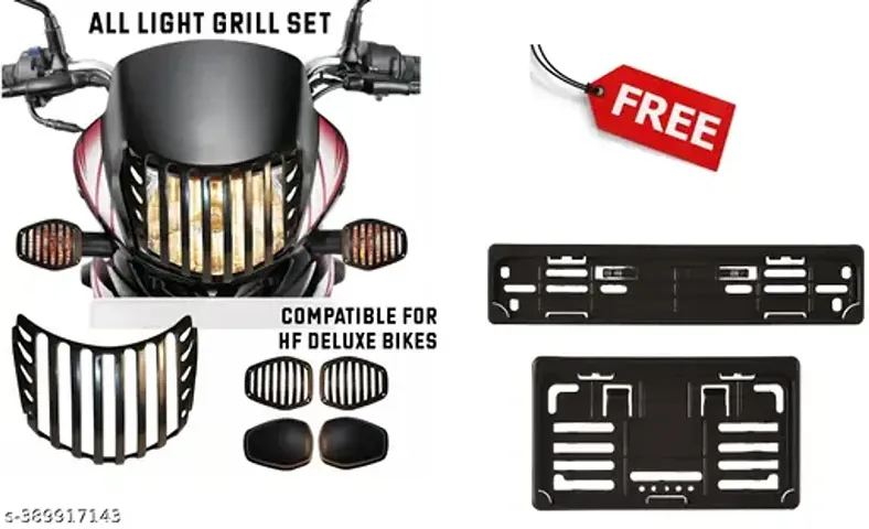 Sigma Accessories (Bike Headlight Grill Covers) Plastic Combo Grill Set Headlight Grill indicator Grill Tail Light Grill For Hero Splendor