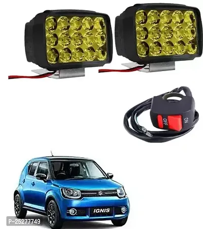 B Rider Car 15 Led Fog Lamp Yellow Light Car Head Light With On Off Switch For Maruti Suzuki Ignis Set Of 2-thumb0