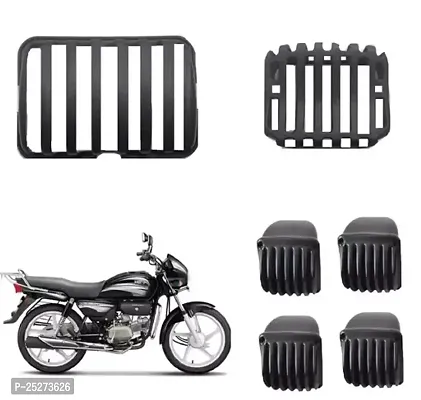 B Rider Bike Headlight Grill Covers Plastic Combo Grill Set Headlight Grill Indicator Grill Tail Light Grill For Hero Splendor Black 100Cc