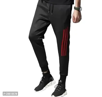 Comfortable Black Polyester Regular Track Pants For Men