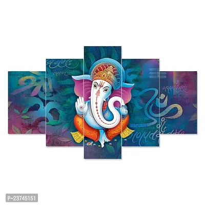 Classic Uv Coated Mdf Framed Ganesha 3D Religious Painting For Wall And Home Decor ( 75 Cm X 43 Cm ) - Set Of 5 Wall Painting, Multicolour-thumb2