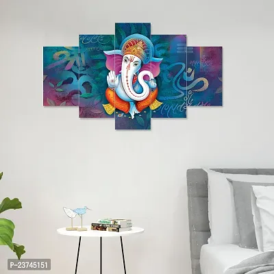 Classic Uv Coated Mdf Framed Ganesha 3D Religious Painting For Wall And Home Decor ( 75 Cm X 43 Cm ) - Set Of 5 Wall Painting, Multicolour-thumb3