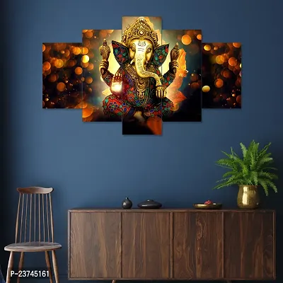 Classic Uv Coated Mdf Framed Radha Krishna  3D Religious Painting For Wall And Home Decor ( 75 Cm X 43 Cm ) - Set Of 5 Wall Painting, Multicolour-thumb0