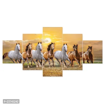 Classic Uv Coated Mdf Framed Horse 3D Religious Painting For Wall And Home Decor ( 75 Cm X 43 Cm ) - Set Of 5 Wall Painting, Multicolour-thumb4