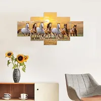 Classic Uv Coated Mdf Framed Horse 3D Religious Painting For Wall And Home Decor ( 75 Cm X 43 Cm ) - Set Of 5 Wall Painting, Multicolour-thumb1