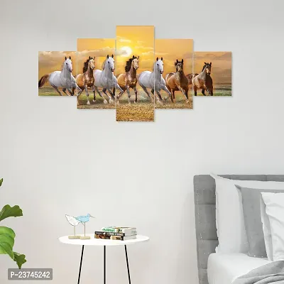 Classic Uv Coated Mdf Framed Horse 3D Religious Painting For Wall And Home Decor ( 75 Cm X 43 Cm ) - Set Of 5 Wall Painting, Multicolour-thumb3