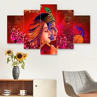 Classic Uv Coated Mdf Framed Radha Krishna  3D Religious Painting For Wall And Home Decor ( 125 Cm X 60 Cm ) - Set Of 5 Wall Painting, Multicolour-thumb2