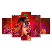 Classic Uv Coated Mdf Framed Radha Krishna  3D Religious Painting For Wall And Home Decor ( 125 Cm X 60 Cm ) - Set Of 5 Wall Painting, Multicolour-thumb1