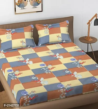 Comfortable Cotton Printed Double Bedsheet with Two Pillow Covers