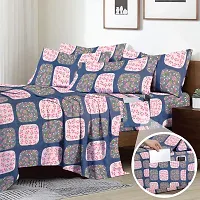 Comfortable Cotton Printed Double Bedsheet with Two Pillow Covers-thumb1