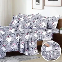 Comfortable Cotton Printed Double Bedsheet with Two Pillow Covers-thumb1