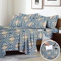 Comfortable Cotton Printed Double Bedsheet with Two Pillow Covers-thumb1