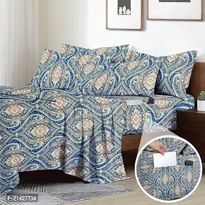 Comfortable Cotton Printed Double Bedsheet with Two Pillow Covers-thumb2