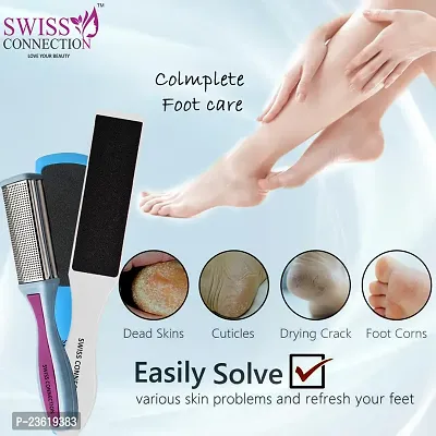 Swiss Connection Foot Files Scrubber-Dead Skin  Callus Remover Feet Scraper with Double-Sided - Pedicure Combo, Easy To Use for Men, Women Pack of 3, Multi-Color-thumb4