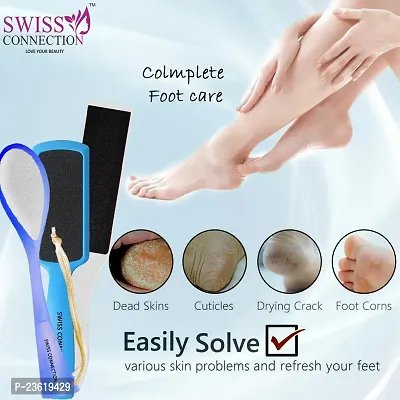 Swiss Connection Foot File Scrubber- Double-Sided Dead Skin  Callus Remover, Pedicure Combo Easy To Use At Home for Men Women (Multi-Color) Pack Of 3-thumb2