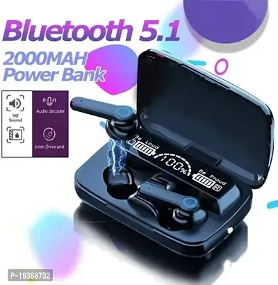 M19 Bluetooth 5.1 Wireless Earbuds Touch Waterproof IP7X LED Digital Display Bluetooth Headset (Black, True Wireless)-thumb2