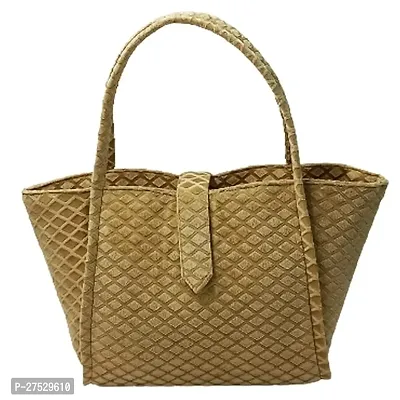 Stylish Khaki Artificial Leather Textured Handbags For Women