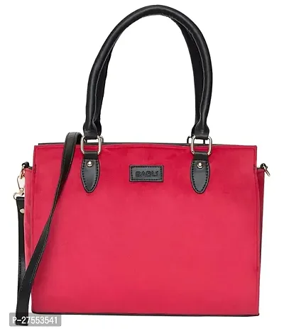Stylish Pink Artificial Leather Solid Hand Bags For Women-thumb0