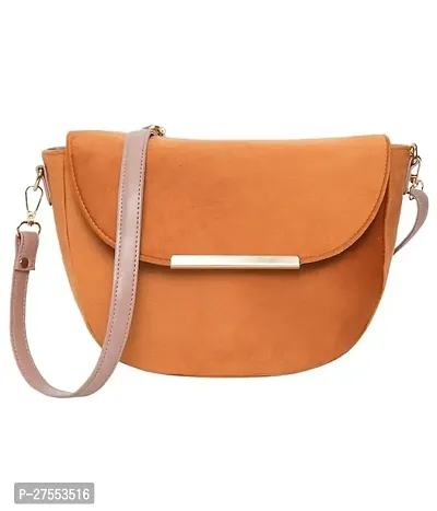 Stylish Tan Artificial Leather Solid Sling Bags For Women-thumb0