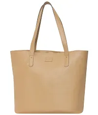 Stylish Beige Artificial Leather Solid Handbags For Women-thumb1