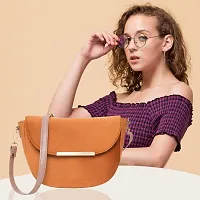 Stylish Tan Artificial Leather Solid Sling Bags For Women-thumb4