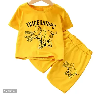 Comfortable Yellow Cotton T-Shirts with Shorts For Boys-thumb0