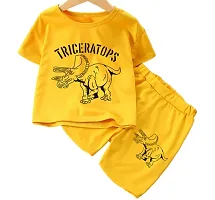 Comfortable Yellow Cotton T-Shirts with Shorts For Boys-thumb1