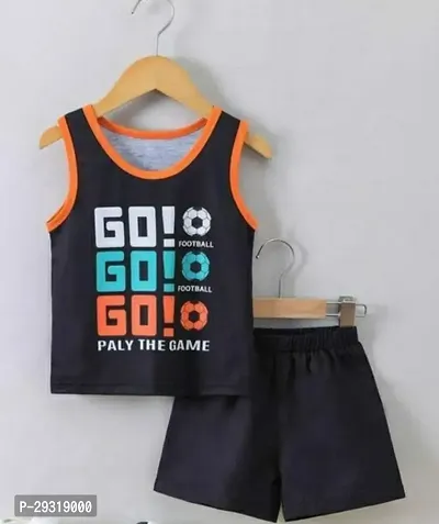 Fabulous Black Cotton Printed Clothing Sets For Boys-thumb2