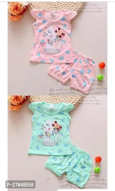Classic Printed Clothing set for Kids Girls, Pack of 2