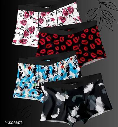 Stylish Nylon Printed Underwear Trunks for Men - Pack of 4-thumb0