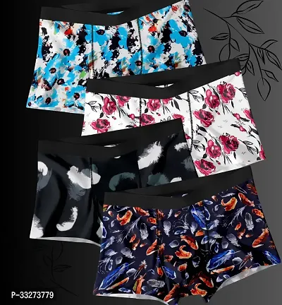 Stylish Nylon Printed Underwear Trunks for Men - Pack of 4-thumb0