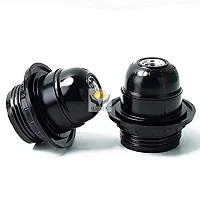 ALUCIFIC E-27 Holders (Regular Screw Type) Pack of 2, Black, with Ring, Lamp Shade Holder-thumb3